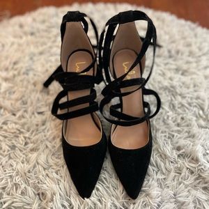 Black ankle strap heels size 7